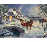Ceaco - Thomas Kinkade DisneyHoliday 1000 Piece Jigsaw Puzzle, Mickey & Minnie Sleigh Ride
