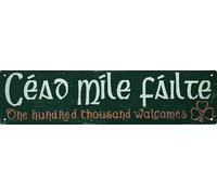 Céad Míle Fáilte Irish Welcome Sign Wall Decor For Living Room Bedroom Dining Garden Bar Cafe Classic Home Accent & Travel Souvenir for House warming & Irish Culture Enthusiasts 4x16 in