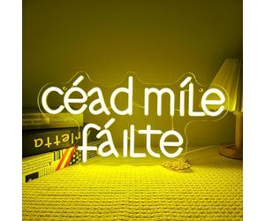 Céad Mile Fáilte LED Neon Sign A Hundred Thousand Welcomes Neon Irish Pub Decoration lrish Welcome light Entryway Decor Welcome Decor for Home Bar, Man Cave & St. Patrick's Day Housewaming Gift
