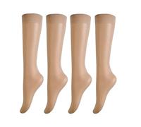 CEAeis Invisible, Slip-resistant Crystal Silk Socks, Sheer Knee High Stockings, Summer Ultra-thin Sheer Socks for Women (4 pairs brown,one size)