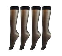 CEAeis Invisible, Slip-resistant Crystal Silk Socks, Sheer Knee High Stockings, Summer Ultra-thin Sheer Socks for Women (4 pairs black,one size)