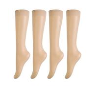 CEAeis Invisible, Slip-resistant Crystal Silk Socks, Sheer Knee High Stockings, Summer Ultra-thin Sheer Socks for Women (4 pairs skin color,one size)