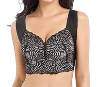 CEAeis Lymphvity Detoxification and Shaping & Powerful Lifting Bra, Full Cup Seamless Bralette Push Up Underwear, Lace Wireless Bra for Women (Black,L)