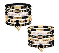 CEALXHENY 12Pack Game Day Bracelet for Women Stackable Football Bracelets Friendship Heishi Beaded Stretch Bracelets Game Day Outfits Football Mom Accessories Sports Fan Gifts, L, no gemstone