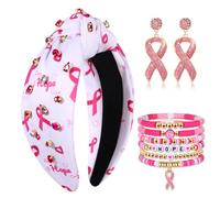 CEALXHENY Breast Cancer Awareness Headband for Women Breast Cancer Accessories, Metal