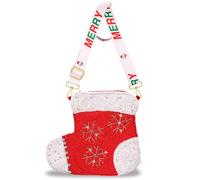 CEALXHENY Christmas Purse for Women Beaded Xmas Tree Reindeer Snowflake Bell Crossbody Shoulder Bag Christmas Accessories, Multicolor, Style G