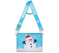 CEALXHENY Christmas Purse for Women Beaded Xmas Tree Reindeer Snowflake Bell Crossbody Shoulder Bag Christmas Accessories, Multicolor, Style L