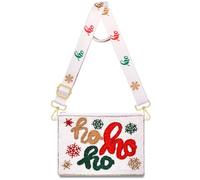 CEALXHENY Christmas Purse for Women Beaded Xmas Tree Reindeer Snowflake Bell Crossbody Shoulder Bag Christmas Accessories, Multicolor, Style P