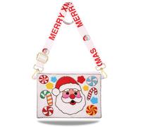 CEALXHENY Christmas Purse for Women Beaded Xmas Tree Reindeer Snowflake Bell Crossbody Shoulder Bag Christmas Accessories, Multicolor, Style J