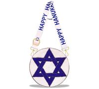 CEALXHENY Hanukkah Purse for Women Beaded Star of David Menorah Dreidel Crossbody Shoulder Bag Hanukkah Accessories Outfits, Blue White, Style E