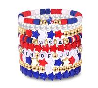 CEALXHENY Heishi Bracelets for Women Clay Beaded Stretch Bracelets Stackable Friendship Bracelet Set Summer Beach Accessories Outfits Jewelry Gifts, L, Acrylic, no gemstone