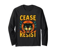 Cease and Resist Panther Rebellion Statement Graphic Long Sleeve T-Shirt