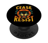Cease and Resist Panther Rebellion Statement Graphic PopSockets Adhesive PopGrip
