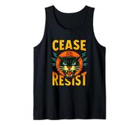 Cease and Resist Panther Rebellion Statement Graphic Tank Top