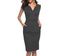 CEASIKERY Women's Business Retro Cocktail Pencil Wear to Work Office Casual Dress,Dark Gray,S