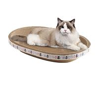 Ceasnitis Oval Wavy Cat Scratcher Cardboard Bowl - Durable Scratching Pad Lounge Board for Furniture Protection, Indoor Use, M/1