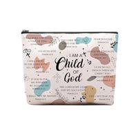 CEASQVAA Christian Gifts for Women Makeup Bag, I am a Child of God Religious Goddaughter Gifts, First Communion Gifts, Faith Based Gifts, Baptism Bible Verses Encouraging Makeup Cosmetic Bag Pouch,