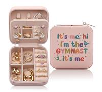 CEASQVAA Gymnastics Gifts Jewelry Box for Women, Gifts for Gymnast Women Friends, Hi I'm The Gymnast Gymnastics Stuff Accessories, Small Travel Jewelry Case Organizer for Gymnastic Team