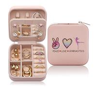 CEASQVAA Gymnastics Gifts Jewelry Box for Women, Gifts for Gymnastics Lover Women Friends, Gymnastics Stuff Accessories Gymnast Team Small Travel Jewelry Case Organizer for Women