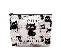 CEASQVAA Horses Gifts for Women Horse Makeup Bag Horses Lover Cowgirl Equestrian Travel Bag Cosmetic Pouch Horses Cosmetic Bag Horseshoe Horse Stuff, Everything Is Fine Cat