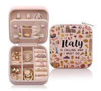 CEASQVAA Italy Travel Gift Jewelry Box for Women, Italy Lover Themed Gifts for Traveller Women Friends, Italy Travel Trip Essentials Souvenir, Italian Trip Gifts Small Travel Jewelry Case Organizer
