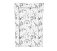 Ceba Deluxe Unisex Baby Waterproof Changing Mat with Raised Edges - Monochrome Safari Animals