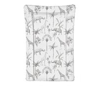 Ceba Deluxe Unisex Baby Waterproof Changing Mat with Raised Edges Monochrome Safari Animals,White,125863