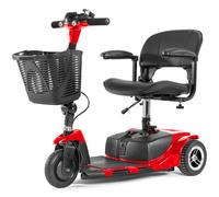 Cebihy 3 Wheel Mibility Scooter, Electric Powered Mobile Scooter for Adults, Foldable, Collapsible and Compact for Travel, Large Range Scooter, with Extended Battery (Red)