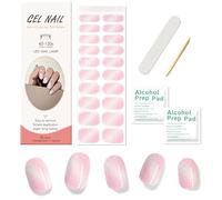Ceboic 20Pcs Gel Nail Stickers, Semi Cured Gel Nail Polish Strips Soft Self-Adhesive Full Nails Wraps, Work with Any UV Nail Lamps, French Manicure Stickers Set for Women Girls - Glitter Pink
