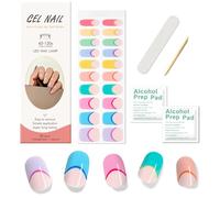 Ceboic 20Pcs Gel Nail Strips, Soft Self-Adhesive Semi Cured Gel Nail Stickers Extra Long Nail Polish Strips, Salon-Quality Full Nails Wraps for Women Girls Manicure, Easy to Apply & Remove - Rainbow