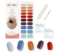Ceboic 20Pcs Semi Cured Gel Nail Polish Strips, Soft Self-Adhesive UV Gel Nail Stickers, Salon-Quality & Easy to Use Nail Wraps Manicure Stickers with Nails File & Wooden Stick - Elegant Colorful