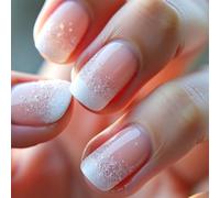 Ceboic 24Pcs French False Nails Short, Pink White Square Press on Nails, Glitter Acrylic Full Cover Fake Nail with Glue Stickers, Elegant Reusable Stick on Nails for Women Girls Daily Party Wear