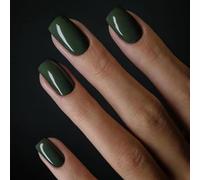 Ceboic 24Pcs French False Nails Short, Square Pure Color Full Cover Fake Nails, French Tip Press on Nails with Glue Stickers, Natural Emerald Green Acrylic Stick on Nails for Women and Girls
