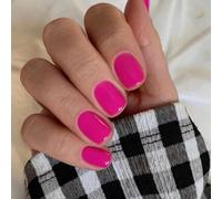 Ceboic 24Pcs Press on Nails French Tips Rose Red False Nails Short Square Glossy Pure Color Fake Nails Artificial Acrylic Full Cover Stick on Nails for Women Girls Manicure Decorations