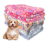 Ceboic 3 Pcs Pet Dog Blanket, Fluffy Fleece Puppy Blankets Soft Cute Paw Print Pet Throw, Washable Warm Sleeping Pads for Small Medium Large Pet Dog Cat (60 * 40CM)