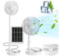Ceboic Portable Standing Fan, 8 Inch Foldable Solar Powered Pedestal Fan, 5200mAh Rechargeable Battery Operated USB Desk Table Fan, Height Adjustable & 3 Wind Speeds Floor Fan for Bedroom Home Outdoor