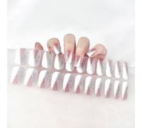 Ceboic Semi Cured Nail Sticker Strips, 22PCS Self-Adhesive, Long Lasting Wraps - White French
