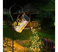 Ceboic Solar Watering Can Light, Star Shower Garden Art LED Outdoor Waterproof Metal Lantern, Fairy String Flashing Lamp for Lawn Patio Yard Pathway (With Bracket)