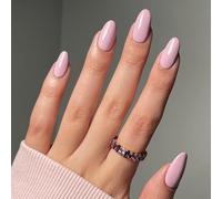 Ceboic Taro Purple False Nails Medium Almond French Tip Press on Nails Acrylic Gel Fake Nails Classic Solid Color Removable Full Cover Stick on Nail for Women Girls DIY Manicure Decoration 24 Pcs