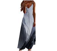Ceboyel Women Floral Spaghetti Strap Sundress Casual Summer Long Maxi Dress Vneck Sexy Boho Dresses Trendy Beach Clothes 2024, Gray #23, XL