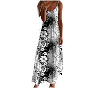Ceboyel Women Floral Spaghetti Strap Sundress Casual Summer Long Maxi Dress Vneck Sexy Boho Dresses Trendy Beach Clothes 2024, Black #43, 3XL
