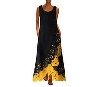Ceboyel Womens Boho Floral Maxi Dresses Floral Flowy Long Dresses Sleeveless Sun Dress Casual Summer Trendy Outfits 2023, Orange #24, XXL