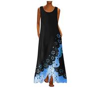 Ceboyel Womens Boho Floral Maxi Dresses Floral Flowy Long Dresses Sleeveless Sun Dress Casual Summer Trendy Outfits 2023, Blue #23, XXL