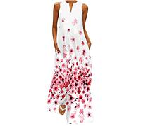 Ceboyel Womens Boho Floral Maxi Dresses Floral Flowy Long Dresses Sleeveless Sun Dress Casual Summer Trendy Outfits 2023, Watermelon Red #9, XXL