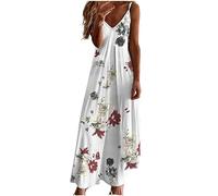 Ceboyel Women's Clothing Women's Dresses Floral Spaghetti Strap Sundress Casual Summer Long Maxi Dress Vneck Sexy Boho Trendy Beach Clothes 2023, Red #16, 4XL