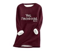 Ceboyel Womens Fleece Pullover Sweatshirt No Hood Shirts Sweater Sherpa Lined Tunic Sweatshirts Warm Winter Loungewear 2023, J027-wine, Large