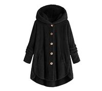 Ceboyel Womens Sherpa Teddy Coat With Hood Fleece Fuzzy Winter Jackets Button Down Cardigan Cute Warm Loungewear 2023, J010-black, XX-Large
