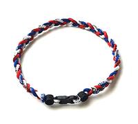 CEBuy 3 Rope Braided Tornado Titanium Sport Baseball Necklace 20" (Red/Blue/White)