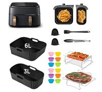 Cecanndila Silicone Mould Accessory Set for Hot Air Fryer & Airfryer - Compatible with Philips Dual Basket 3000 Series (9L), Steam 5000 Series Dual Basket (6L/3L), NA350/550 - Heat Resistant, Food