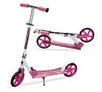 Cecaylie Scooters for Kids Ages 3-12, Folding Kick Scooter with 190mm Big Wheels and Carry Strap, Lightweight Childrens Scooter with Kickstand, 3 Adjustable Handlebar, up to 100KG(Pink)
